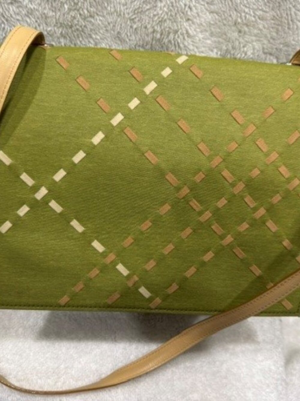Burberry London Pear Green Satin Stitched Geometric Bag 2000s Boutique Rare